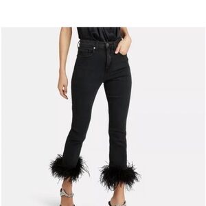 Veronica Beard Kareena Feather- Trimmed Skinny Jeans